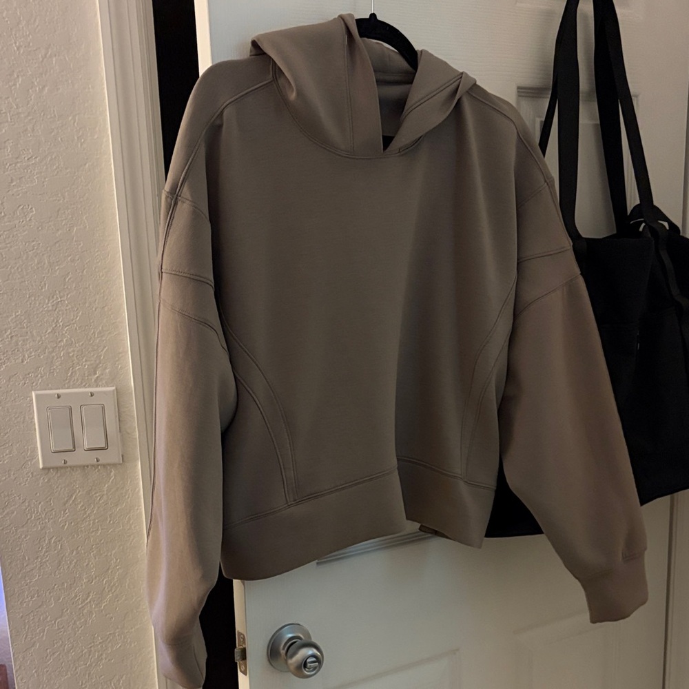 YBP (by Abercrombie) Women's Cropped Tan Hoodie Sweatshirt